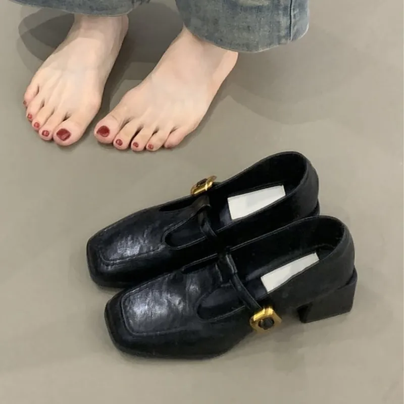 Women Square Toe T-Strap Mary  - Vintage Fashion Dresses ulasan dan harga